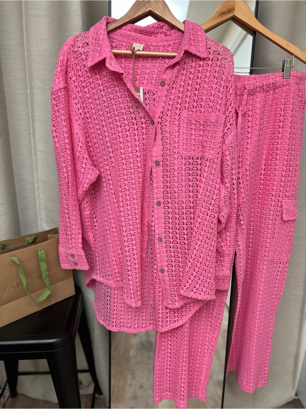 SURF GYPSY Women's Pink Crochet Set